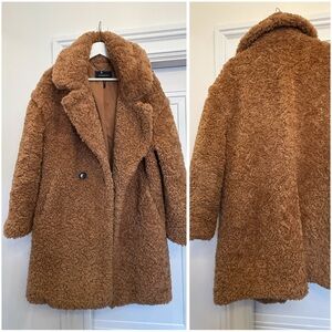 BCBGMAXAZRIA Cozy Brown Teddy Coat Faux fur medium retail $375